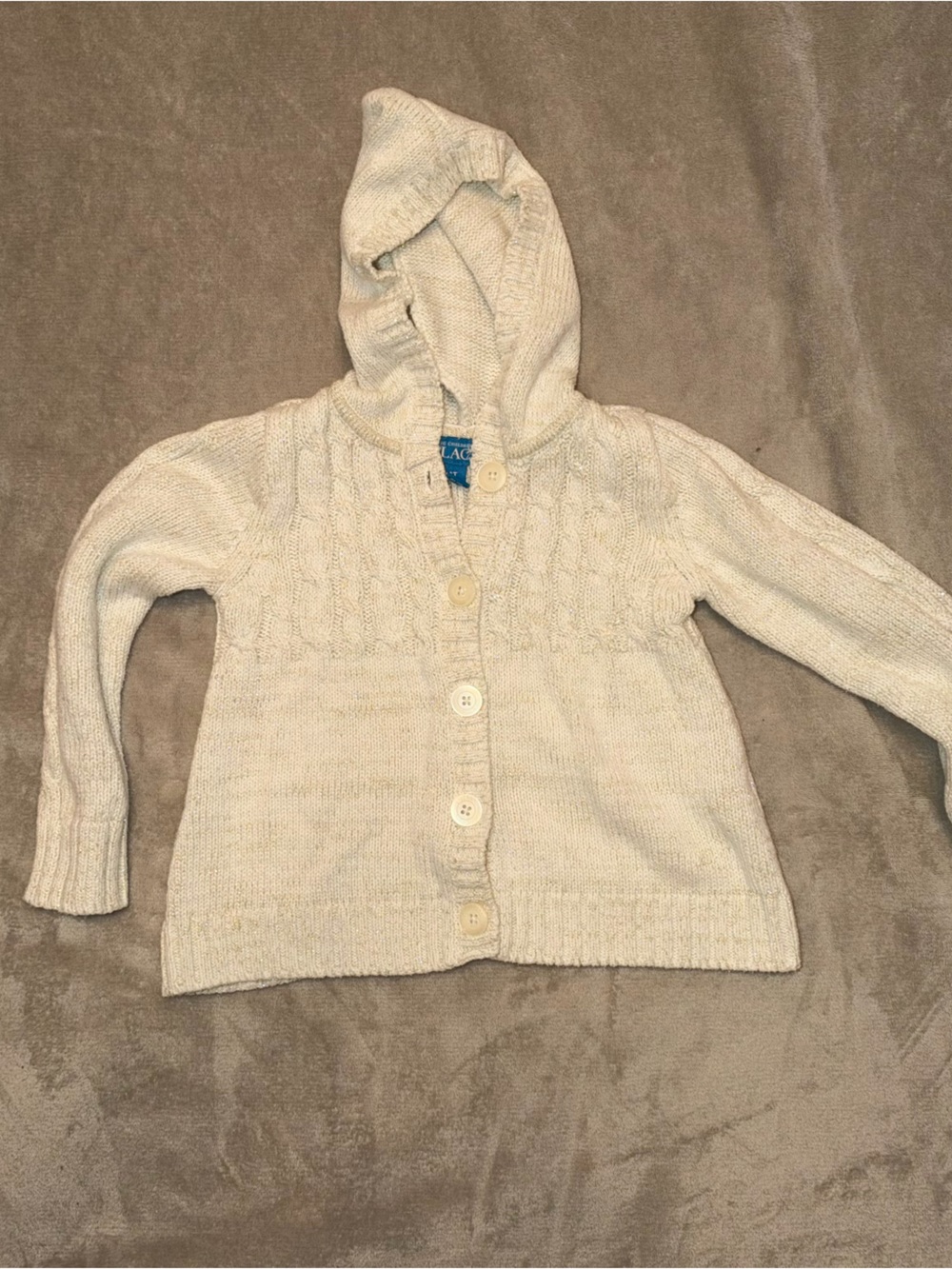 The Children's Place Cream Shimmer Hooded Cardigan Sweater Size 4T